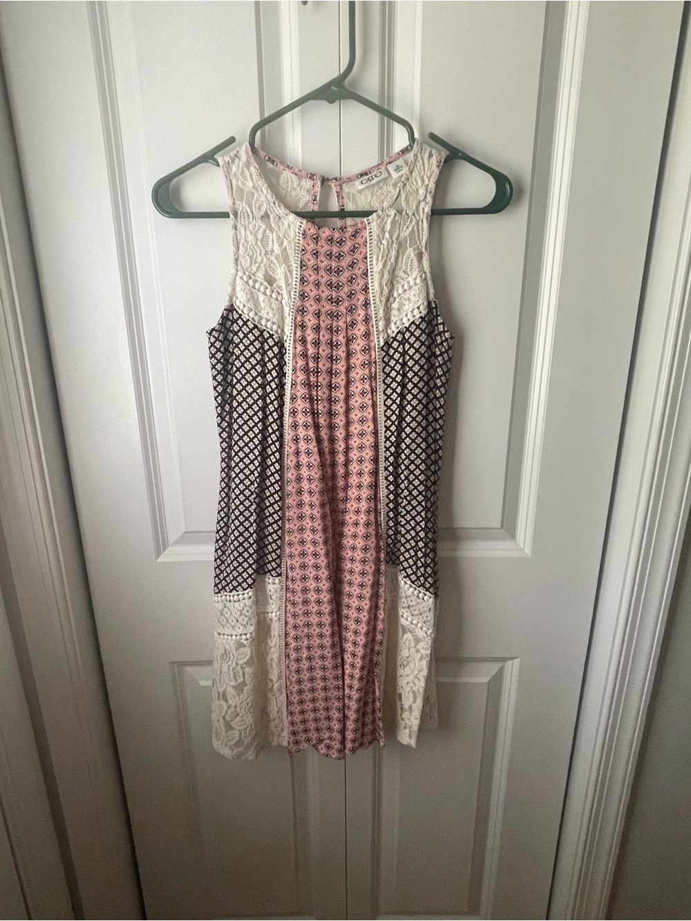 Cato Pink and Black Lace-Trim Mini Dress